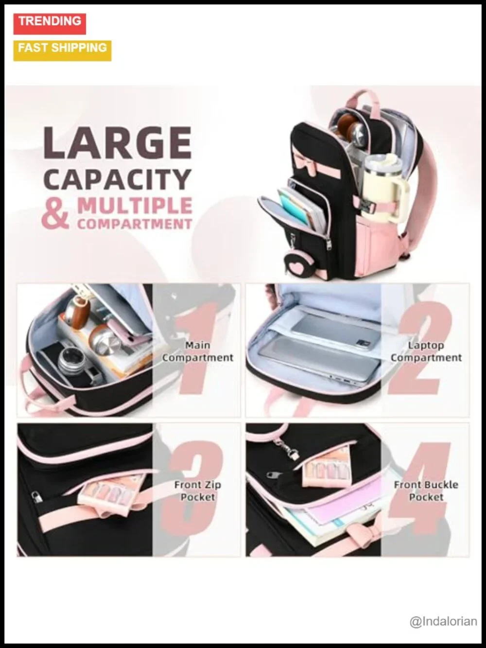 Laptop Backpack Set with Lunch Bag & Pencil Case, 17